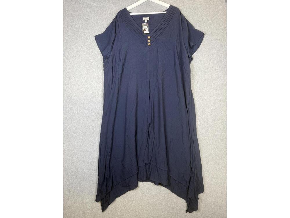 Brand New Avenue Women's Size 30/32 Dress Sharkbite Short Sleeve Tunic Blue